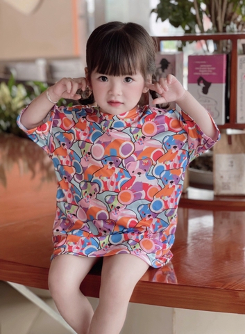 Áo phông đôi mẹ con GẤU SẮC MÀU