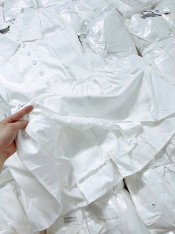 Dam155- Đầm xoè thêu ong ly eo tặng kèm quần váy