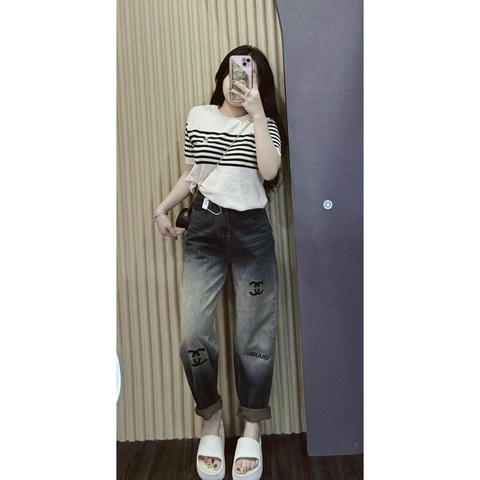 A117-Áo len montoghi nữ cộc tay Quảng Châu kẻ ngang 4 màu