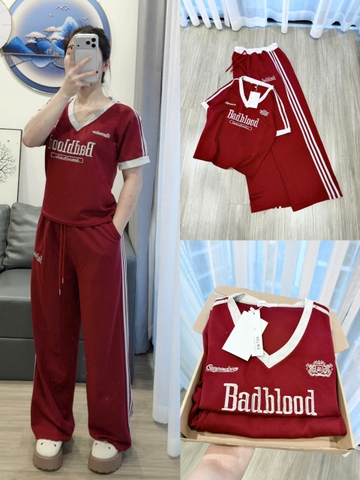 Set874-Set áo thun đỏ phối quần suông dài