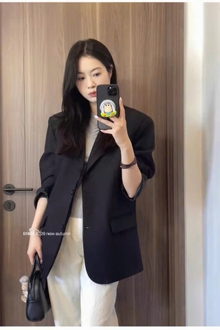 A770- Áo blazer đen xám đủ túi BNBb