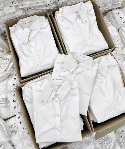 A276- Áo sơ mi trắng cổ đức dáng suông hàng nhà máy full tem