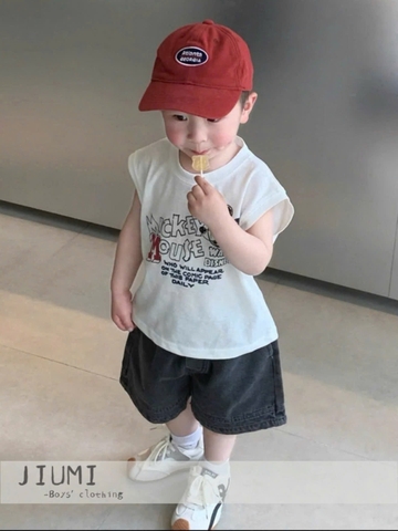 BT816- Bộ áo thun sát nách kèm quần jean xám cho bé TẶNG KÈM MŨ