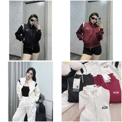 A126- Áo bomber nữ cổ cao 3 màu vải nỉ da cá