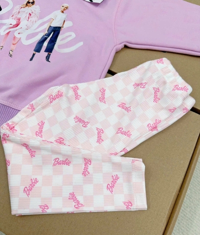 BN191- Bộ nỉ in babies tím nhạt mix legging bé gái VNXK