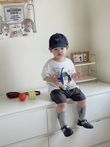 BT474- Bộ KL xược mix quần nỉ màu than chì bé trai