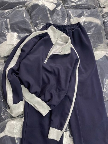 Set791- Set bộ nỉ haida màu than áo dây rút cổ cao- quần suông