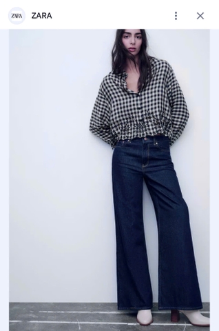 ☘️ A235- ÁO SƠ MI KẺ CARO ZRA THÊU HOA VINTAGE - SANG CHẢNH