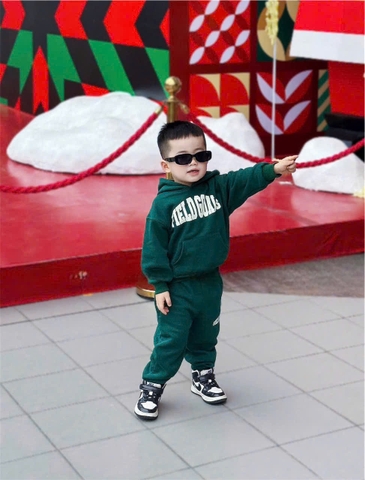 BN221-Bộ nỉ bông GOALS rêu có 2 lớp né trai VNXK