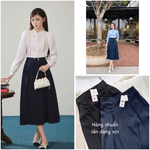 ☘️CV002- CHÂN VÁY XẾP LI CÚC BỌC XOÈ NHẸ 🌿