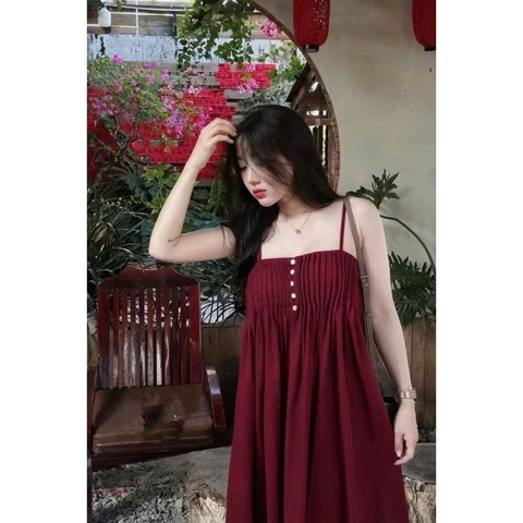☘️Dam161-  VÁY maxi lien  LI CÚC TRAI CHUN SAU 2 màu trắng- đỏ 🌷