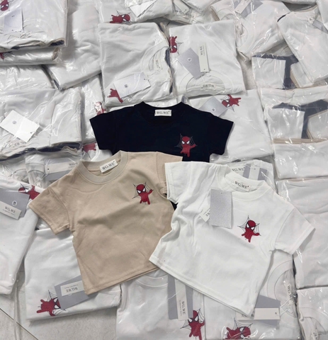 CB243- Combo 3 áo cotton NHỆN trẻ em in lưng