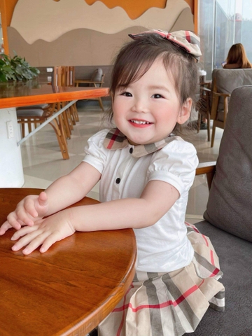 SETKID018- Set đầm kẻ bé gái tặng kèm nơ VNXK