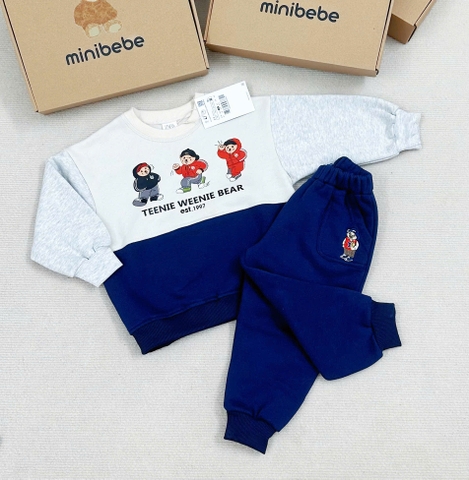 BN181 (9-26kg) Bộ thu đông dài tay bé trai TENNI phối xanh xám VNXK