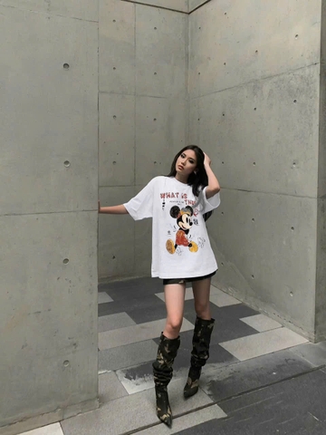 A241-Áo thun trắng Mickey dáng suông