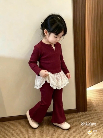 Damgai15- Set tăm lông thỏ mix quẩn loe phối ren