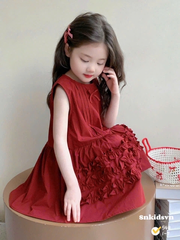 Damgai08- đầm 3 màu dáng xoè chất lien bèo chân bé gái