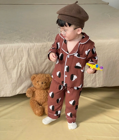 BT611- Bộ Pijjama xô đũi viền dài tay trẻ em màu sạch