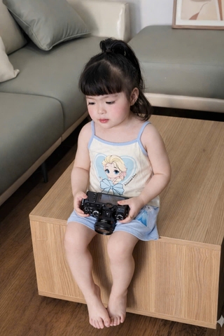 Bt913-Combo 2 bo cotton 2 dây bé gái  viền bèo