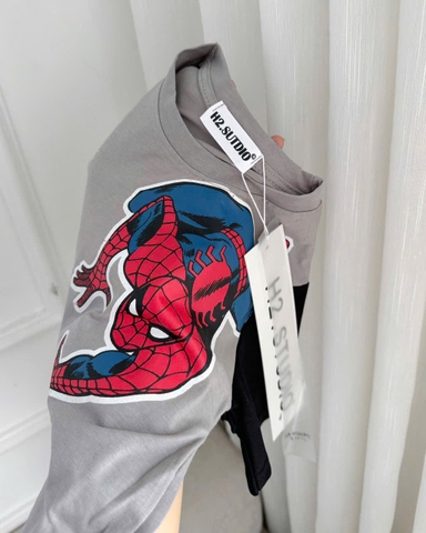 BT550-Bộ thun cộc bé trai Siêu nhân xám đen