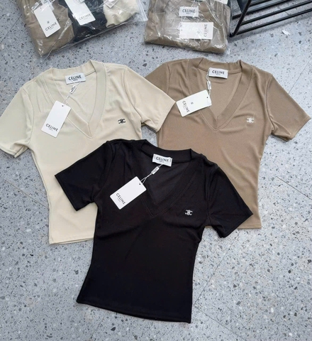 A250- Set 3 áo cổ Tim màu basic kèm tag cha neo