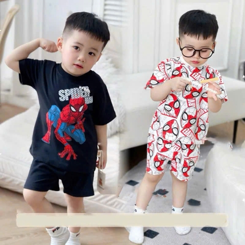 CB249-Combo 2 bộ nhện phối ĐỎ ĐEN full cotton bé trai