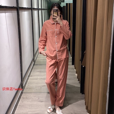 Bộ pijama kẻ túi ngực