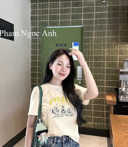 Set715- Set áo thun FOREST phối quần jean rách