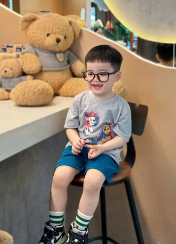 BT254-Bộ CỨU HỘ xanh than quần xám áo cotton mix quần nỉ cua