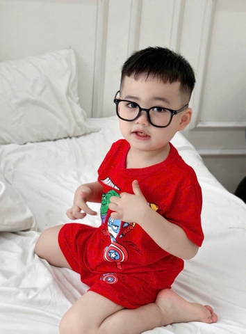 ✌🏻CB332- Combo 2 bộ cotton đỏ xám in siêu nhân dáng cộc