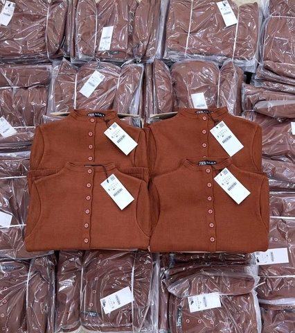 A428- Áo len cộc màu cam đất full tem nhà máy