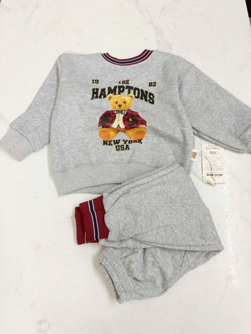 bt724- Bộ nỉ bông gấu in viền thổ cẩm bé trai