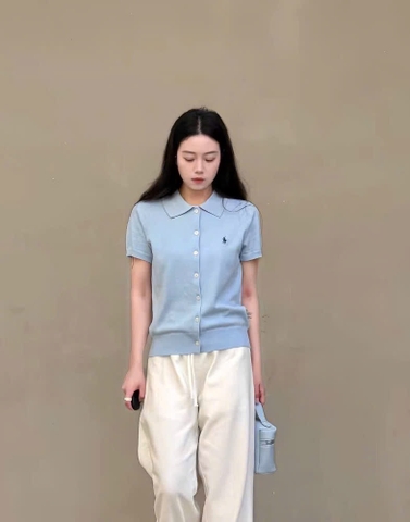 A590-Áo len cadigan cộc tay thêu ngựa 3 màu