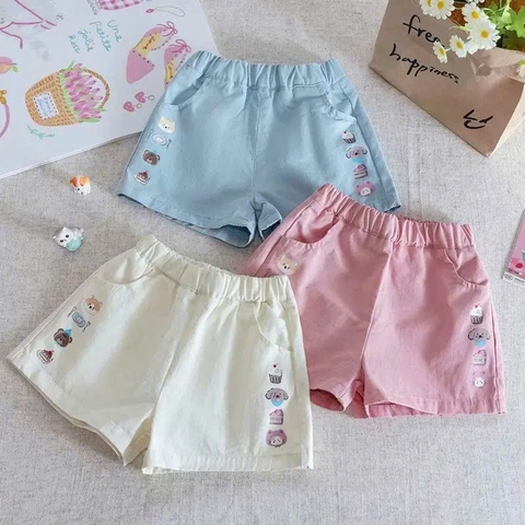BT959- Combo 3 quần jean cộc thêu hình cho bé 9-25kg