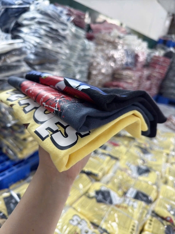 CB294- Combo 3 áo tem HERO vàng,đeb,ghi cotton bé trai