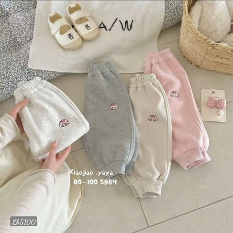 Cb301- Combo 3 quần nỉ haida tông hồng bé gái thêu gấu