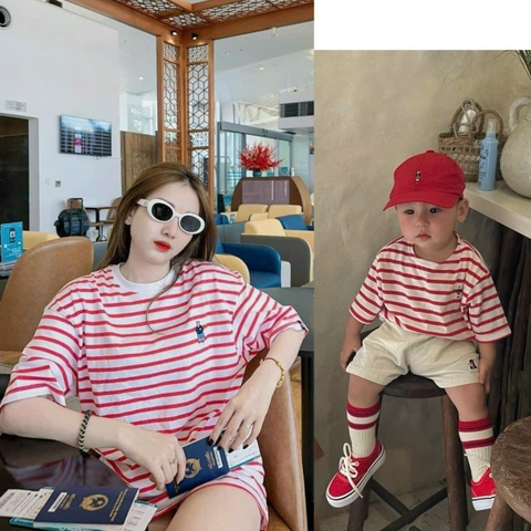 A173-Set 2 áo mẹ/con WHO thêu chất cotton