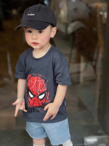 CB294- Combo 3 áo tem HERO vàng,đeb,ghi cotton bé trai