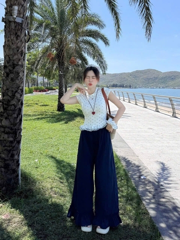 Set628- Set áo thun bi trắng kèm quần đũi than tặng kèm chun tóc