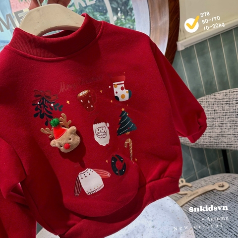 Bt755- Áo nỉ noel đính thì nổi chất nỉ hai da loại đẹp