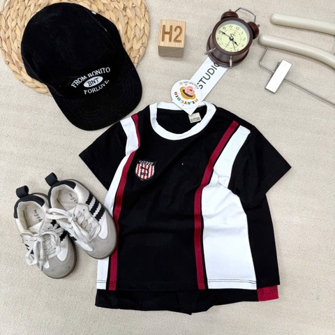 BT867-Bộ đen phối trắng viền đỏ JD chất cotton cho bé 9-22kg