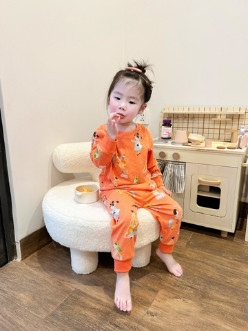 CB024- Combo 2 bộ thun cam hồng FUN TIMES trẻ em VNXK