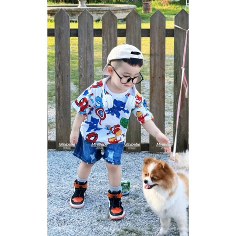 BT543- Bộ siêu nhân nhiều màu mix quần jeans chất mềm