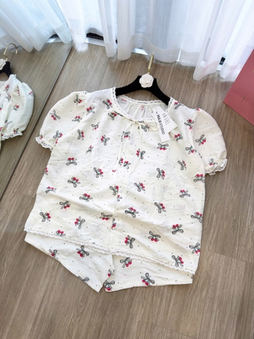SET964-  Bộ pijama cộc tay đũi hoa nhí mát