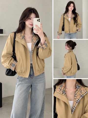 A766-Áo khoác kaki phối viền bo gấu