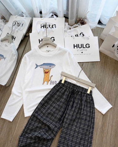 Set1048- Bộ mặc nhà áo thun dài phối ưuaanf suông
