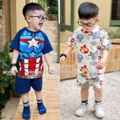 ✌🏻BT566- combo 2 bộ siêu nhân trắng xanh chất cotton