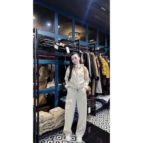 set845-Bộ nỉ lông cừu dày ấm màu be tag da