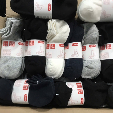 TatUNI-CB 10 đôi tất cổ ngắn màu đen-trắng-ghi