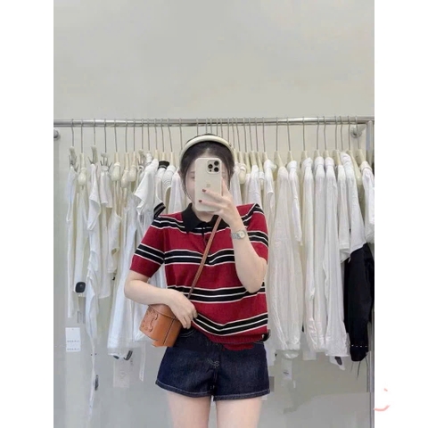 A347- Áo len Mongtoghi viền ren 4 màu tag kim loại